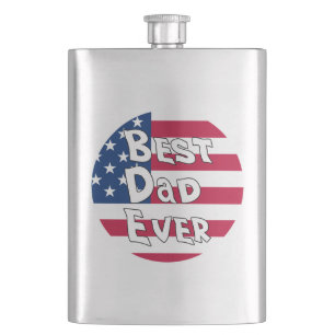 Best Dad Ever USA Flag Hip Flask