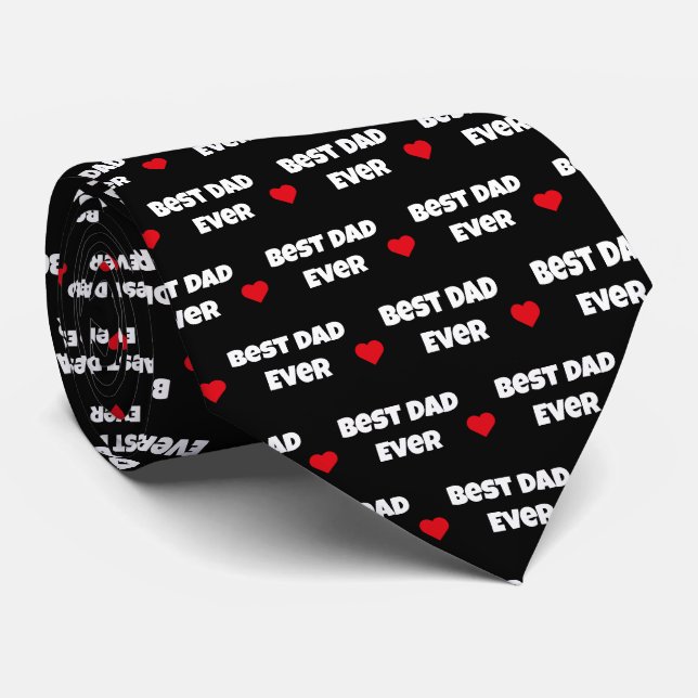 Best Dad Ever Valentine's Day Neck Tie (Rolled)