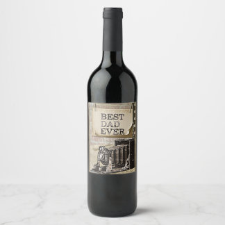 Best Dad Ever Vintage Camera Father's Day Antique Wine Label