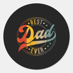 Best Dad Ever Vintage Colours Retro Fathers Day Bi Classic Round Sticker