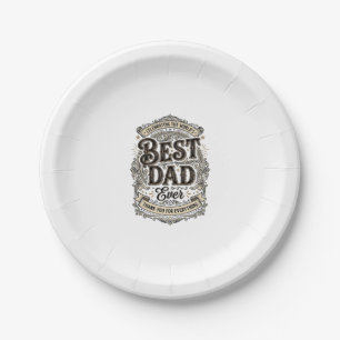 Best Dad Ever Vintage Engraving T-Shirt Design_1 Paper Plate