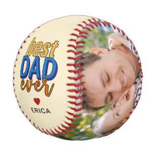 Best Dad Ever Vintage Hearfelt Custom Photo Baseball