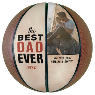 Best Dad Ever Watercolor Father`s Day Photo Basket Basketball
