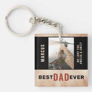 Best Dad Ever Watercolor Father`s Day Photo Key Ring