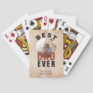 Best Dad Ever Watercolor Father`s Day Photo   Playing Cards