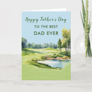 Best Dad Ever Watercolor Golf Theme Father's Day Card