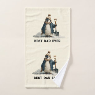 Best Dad Ever Winter Penguin Design Bath Towel Set