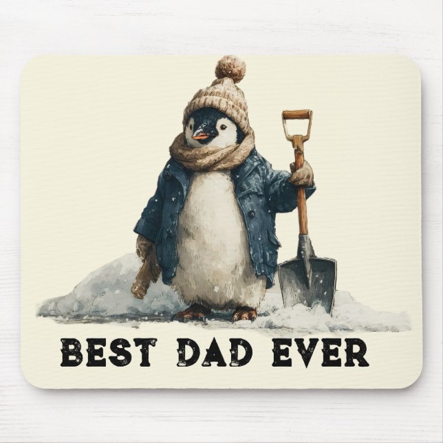 Best Dad Ever Winter Penguin Design Mouse Mat (Front)