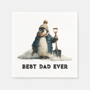 Best Dad Ever Winter Penguin Design Napkin