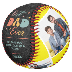 Best Dad Ever With Custom Photos & Children's Name Softball
