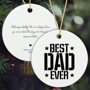 Best Dad Ever with Personalised Message Christmas Ceramic Tree Decoration