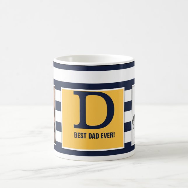 Best Dad Ever! With Photo and Monogram Modern! Coffee Mug (Center)