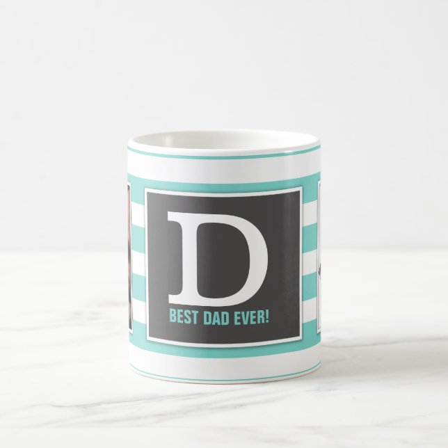 Best Dad Ever! With Photo and Monogram Modern! Coffee Mug (Center)