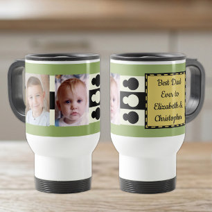 Best Dad ever with photos names green gold Travel Mug