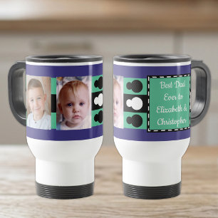 Best Dad ever with photos names purple green Travel Mug