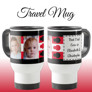 Best Dad ever with photos names red black Travel Mug