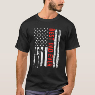 Best Dad Ever With US American Flag Gift Fathers D T-Shirt