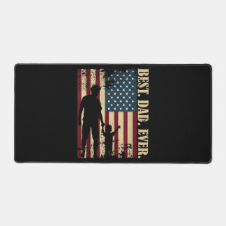 Best Dad Ever With Us American Flag Vintage For Fa Desk Mat