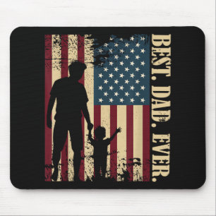 Best Dad Ever With Us American Flag Vintage For Fa Mouse Mat