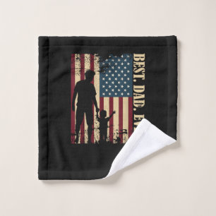 Best Dad Ever With Us American Flag Vintage For Fa Wash Cloth