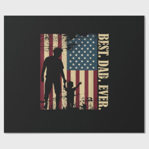 Best Dad Ever With Us American Flag Vintage For Fa Wrapping Paper
