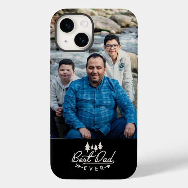 Best Dad Ever Wood Adventure Custom Photo Case-Mate iPhone Case (Back)
