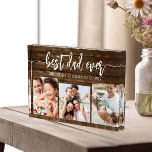 Best Dad Ever Wood - Father's Day Photo Collage Block
