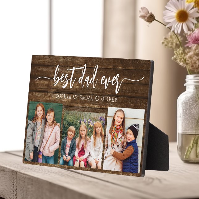 Best Dad Ever - Wood Father's Day Photo Collage Plaque (Creator Uploaded)