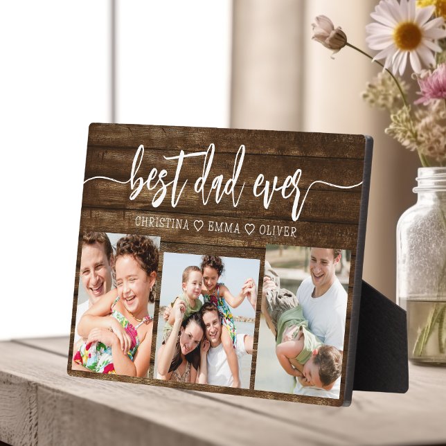 Best Dad Ever Wood - Father's Day Photo Collage Plaque (Creator Uploaded)