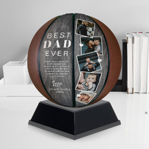 Best Dad Ever Woodgrain Fathers Day Photo Collage  Basketball