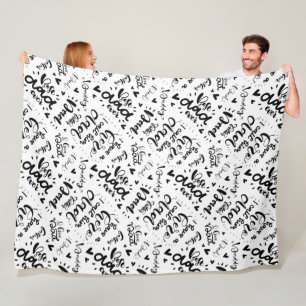 Best Dad Ever Word Art Black White Father's Day Fleece Blanket