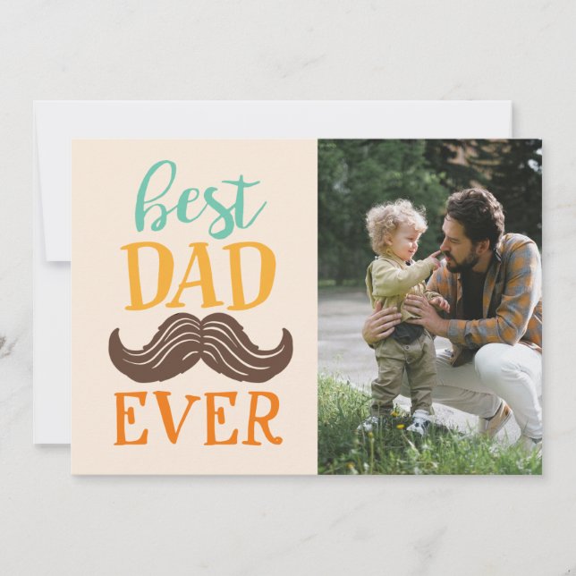 Best Dad Every Moustache Father's Day Photo Holiday Card (Front)