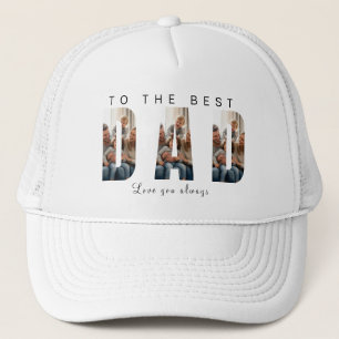 Best Dad Family Photo Collage White Trucker Hat