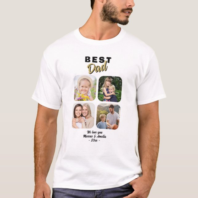 Best Dad Father 4 Family Photo T-Shirt (Front)