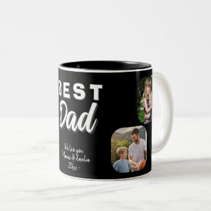 Best Dad Father 4 Family Photo Two-Tone Coffee Mug