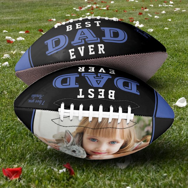 Best Dad Father Blue Typography Photo  American Football (Creator Uploaded)