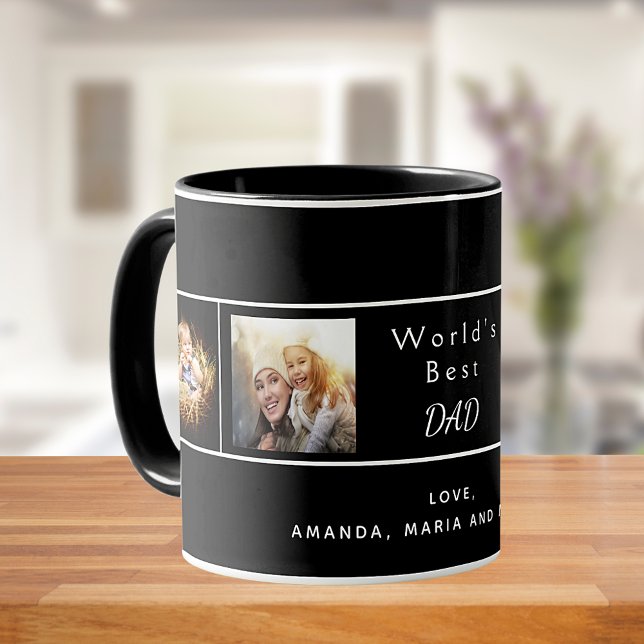 Best dad father family photo collage black mug (Creator Uploaded)