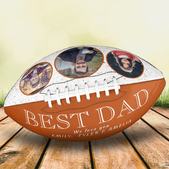 Best Dad Father Orange 3 Photo Collage  American Football (Creator Uploaded)