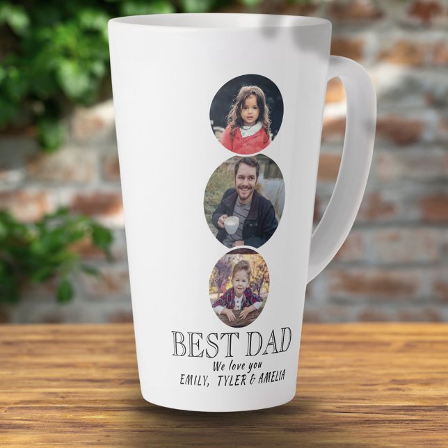 Best Dad Father`s Day 3 Oval Photo Collage Latte Mug (Creator Uploaded)