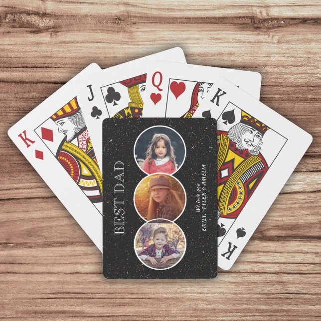 Best Dad Father`s Day 3 Oval Photo Collage Playing Cards (Creator Uploaded)