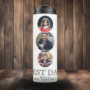 Best Dad Father`s Day 3 Oval Photo Collage Thermal Tumbler