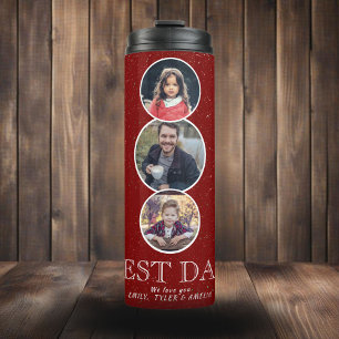 Best Dad Father`s Day 3 Oval Photo Collage Thermal Tumbler