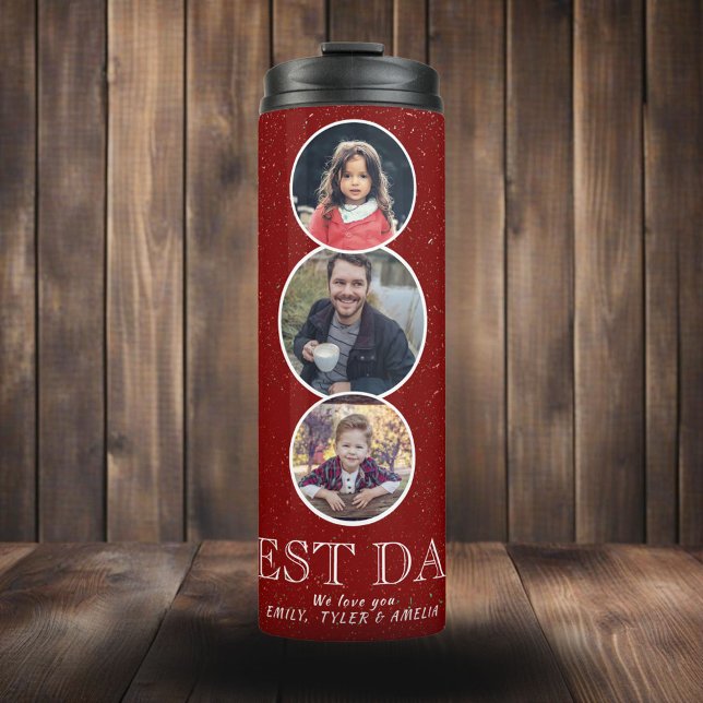 Best Dad Father`s Day 3 Oval Photo Collage Thermal Tumbler (Creator Uploaded)