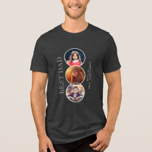 Best Dad Father`s Day 3 Oval Photo Collage Tri-Blend Shirt
