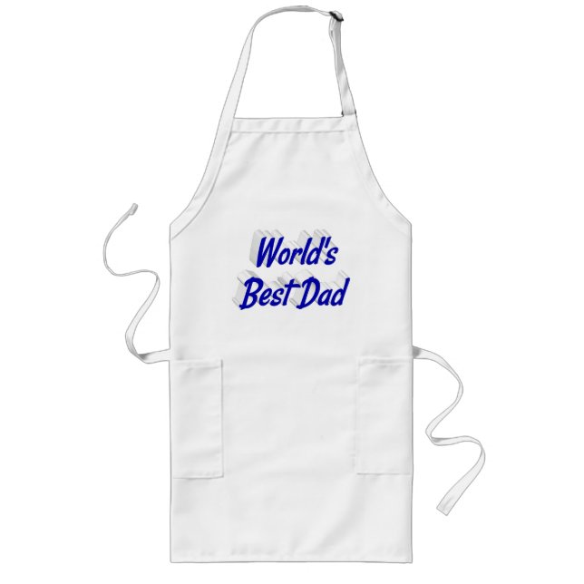 Best Dad Fathers Day blue text Long Apron (Front)
