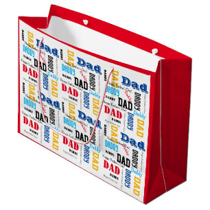 Best Dad Father's Day Colourful Text Red Accents Large Gift Bag