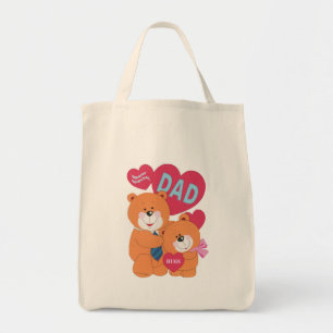 Best Dad Father's Day Father Daughter Bear Cartoon Tote Bag
