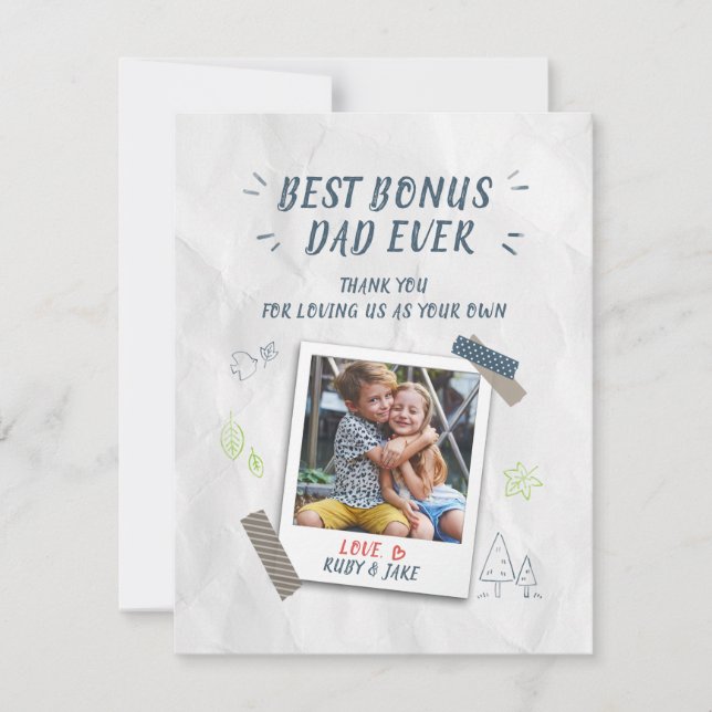 Best Dad Fathers Day Stepdad Custom Photo Card (Front)