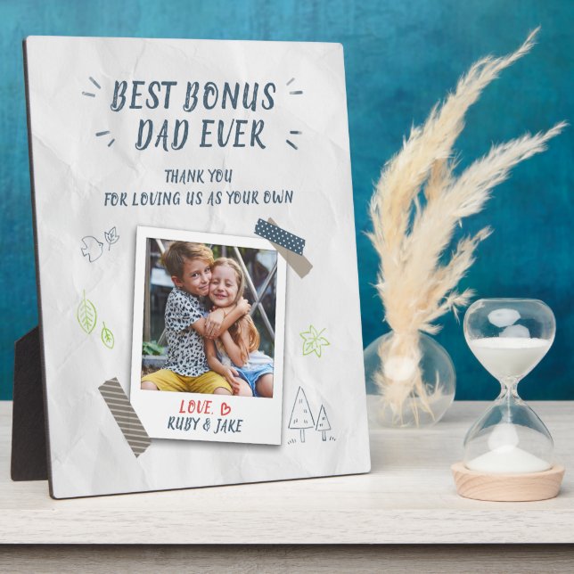 Best Dad Fathers Day Stepdad Custom Photo Plaque (Side)