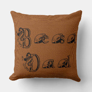 Best Dad Football Text Decorative Pillow